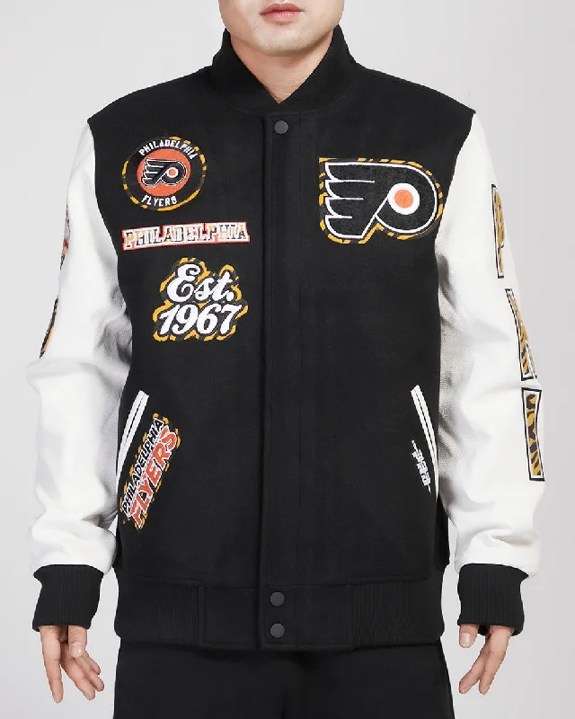 CHAMARRA PHILADELPHIA FLYERS ANIMAL PRINT WOOL VARSITY JACKET Herringbone Jacket Checkered Jacket Solid Jacket