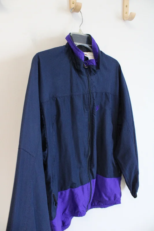 Nike Navy & Purple Windbreaker Jacket | M (10/12) Collared Jacket Crew Neck Jacket Turtle Neck Jacket Nike Navy & Purple Windbreaker Jacket | M (10/12) Collared Jacket Crew Neck Jacket Turtle Neck Jacket