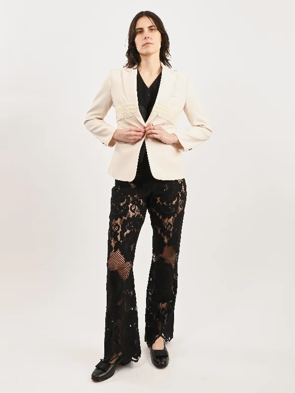 Cream/Cream Glove Blazer Women's Plaid Suit