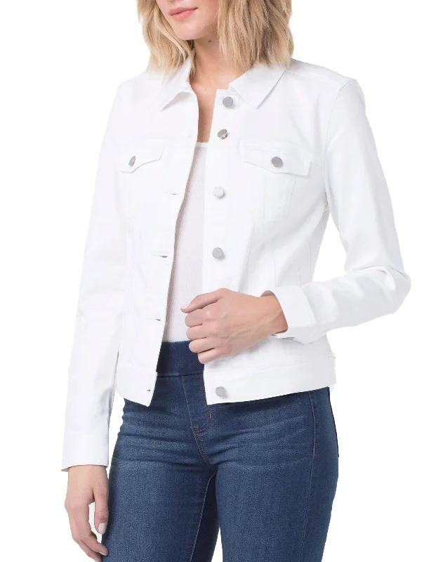 Liverpool Classic Button Down Jean Jacket w Pockets Zippered Front Buttoned Front Snap Front Liverpool Classic Button Down Jean Jacket w Pockets Zippered Front Buttoned Front Snap Front