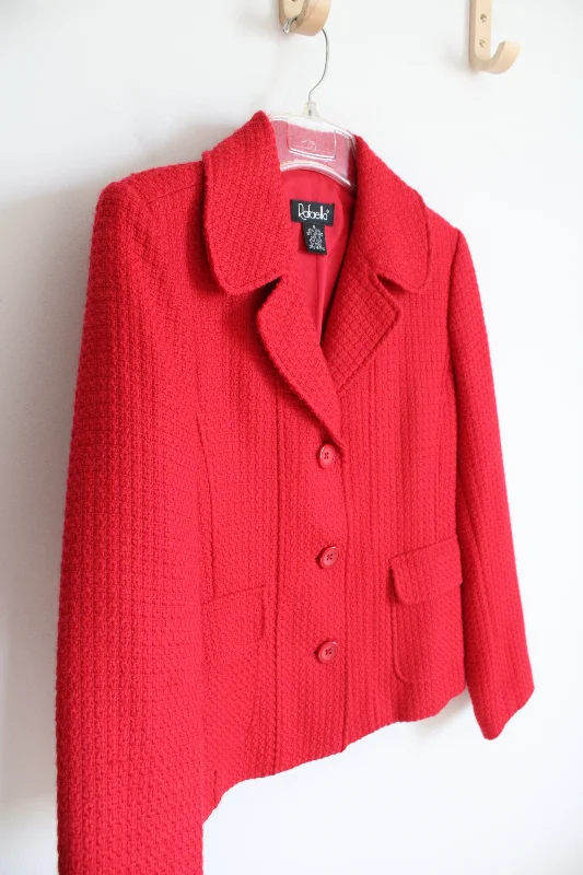 Rafaella Red Wool Blend Blazer Jacket | 6 Cardigan Sweater Pullover