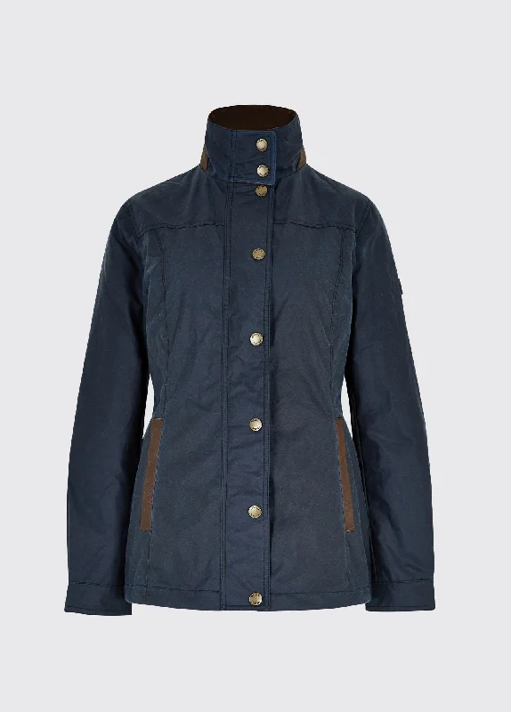 Mountrath Wax Jacket - Ocean Blue Front Pockets Side Pockets Patch Pockets