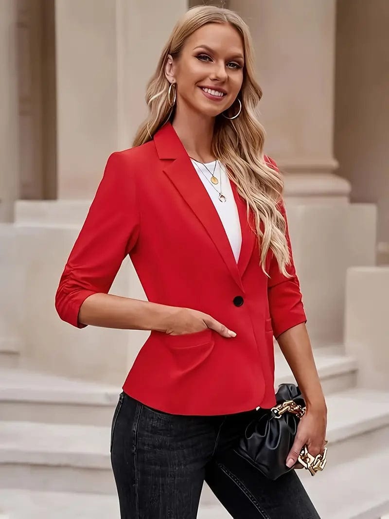 3/4 Sleeve Red Work Blazer High-End Women's Suit