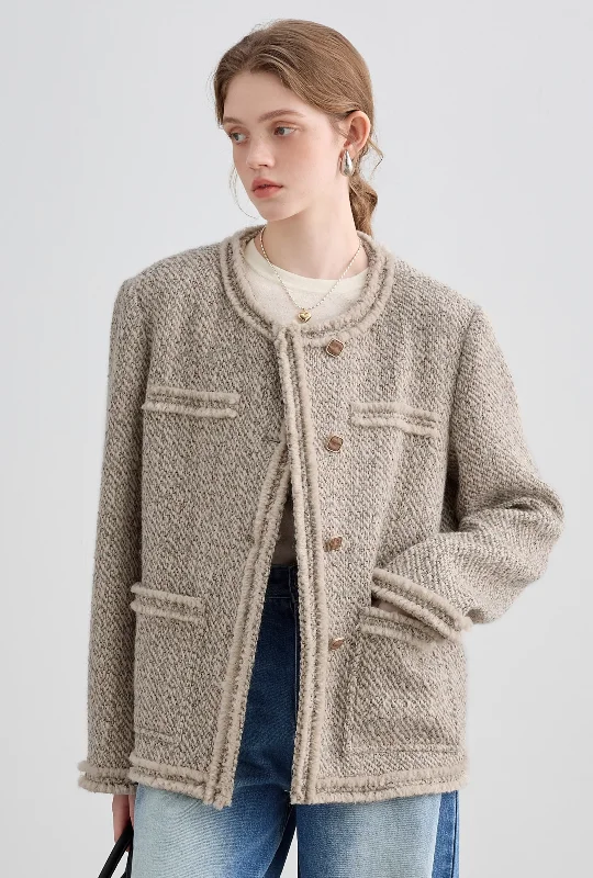 Loose Silhouette Wool Tweed Jacket Striped Jacket Polka Dot Jacket Floral Jacket