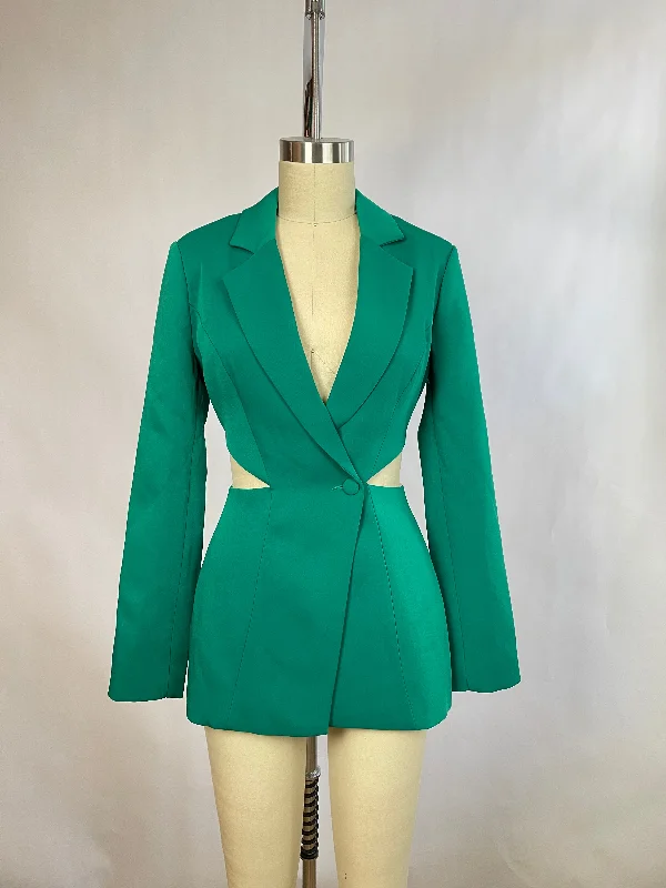 Meshki Green Blazer Set (XS) Women's Print Jacket