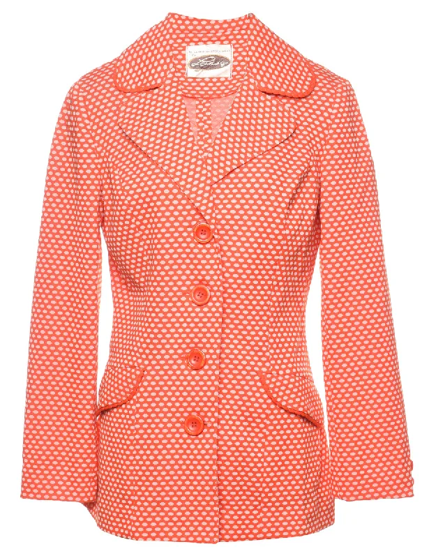 Red & White Polka Dot Print 1970s Blazer - S Women's Trench Blazer