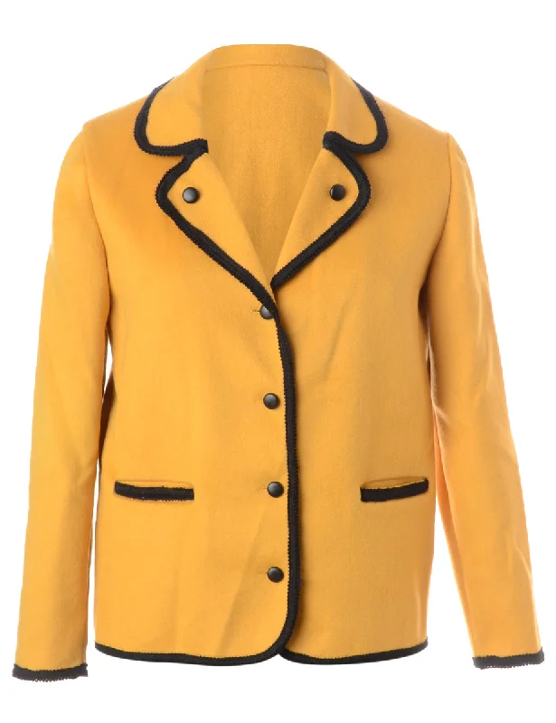 Mustard Blazer With Black Trim Linen Women's Suit