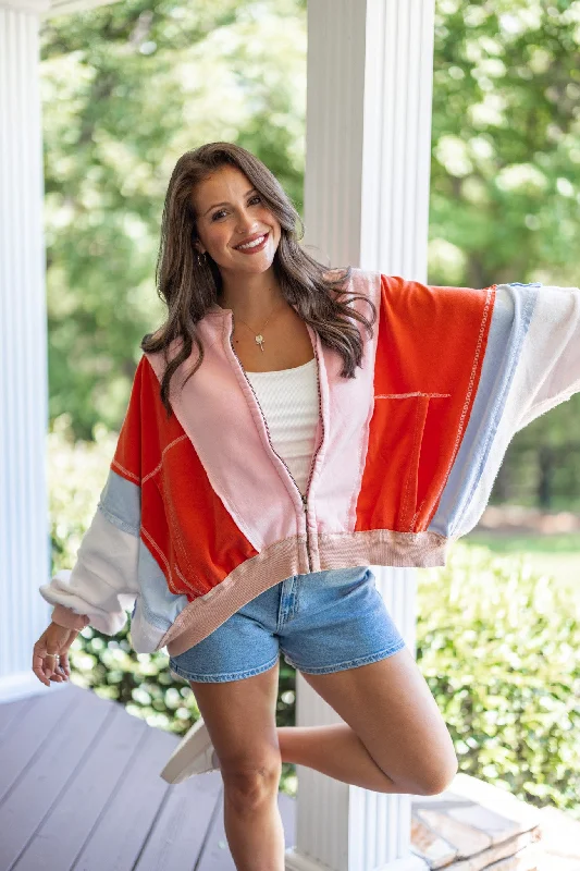 Adventure Awaits Pink Colorblock Jacket Insulated Jacket Fitted Jacket Loose Jacket