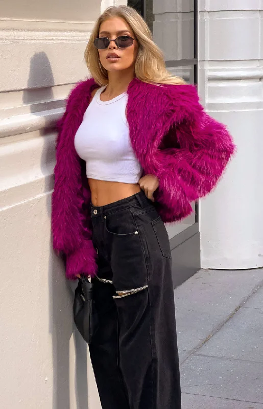 Sophie Purple Faux Fur Jacket Bomber Jacket Anorak Windbreaker