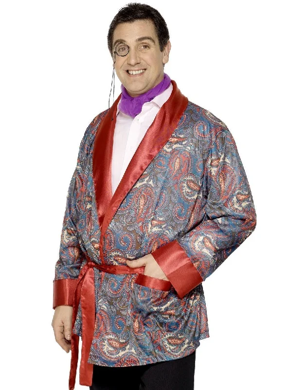 Smoking Jacket Adult Paisley Pattern Hoodie Zip-Up Jacket Button-Up Jacket