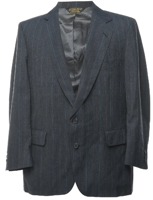 Pinstriped Dark Grey Blazer - XL Summer Women's Jacket