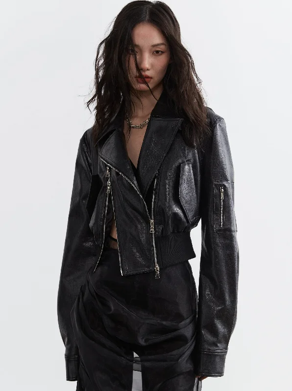 Ultra Cropped Biker Jacket Fleece Jacket Down Jacket Parka