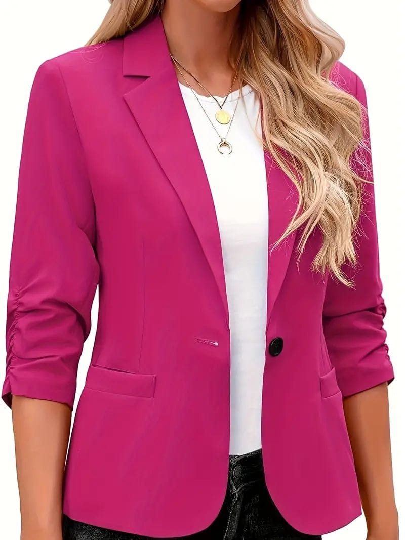 3/4 Sleeve Work Blazer Women's Leather Blazer