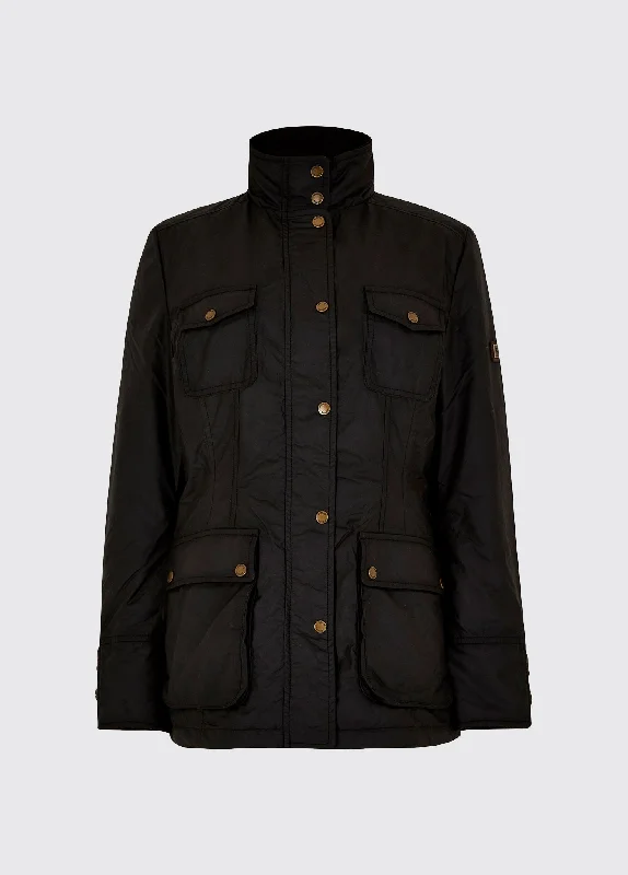 Munsboro Wax Jacket - Black Welt Pockets Slit Pockets Flap Pockets