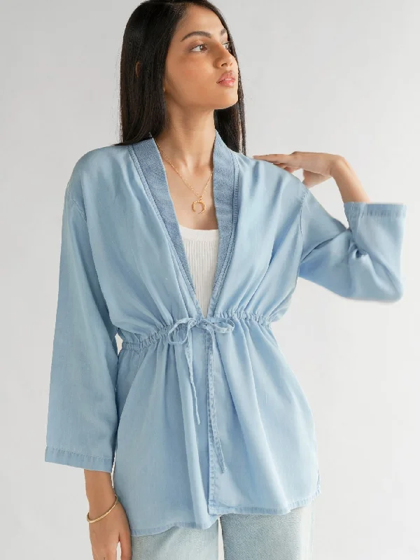 The Travel Light Jacket, Ocean Blue Toggled Jacket Drawstring Jacket Belted Jacket