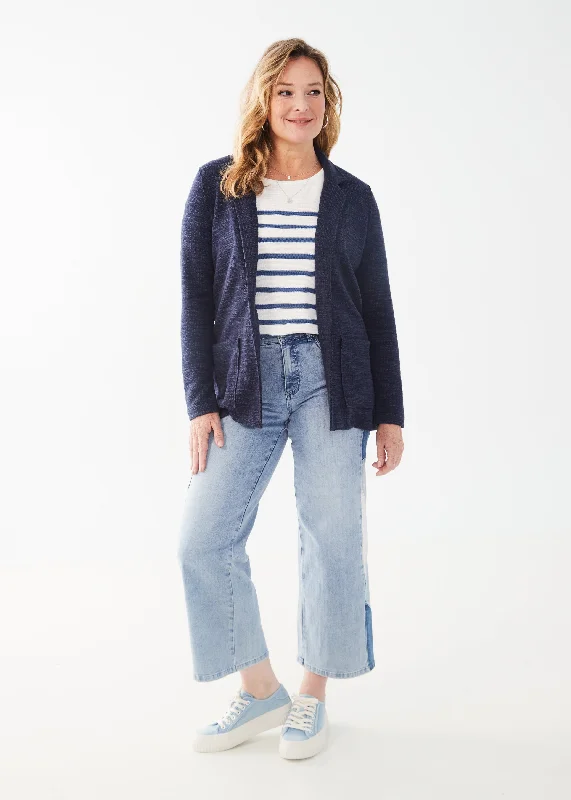 FDJ Knit One-Button Blazer 1039938-NVY Navy - 1 ONLY SIZE SMALL - 20% OFF Women's Luxury Jacket