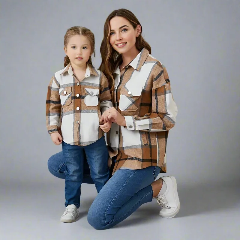 Matching Mommy & Me Plaid Flannel Shirts Cozy Button-Up Jackets for Fall Anorak Shell Jacket Lightweight Jacket Matching Mommy & Me Plaid Flannel Shirts Cozy Button-Up Jackets for Fall Anorak Shell Jacket Lightweight Jacket