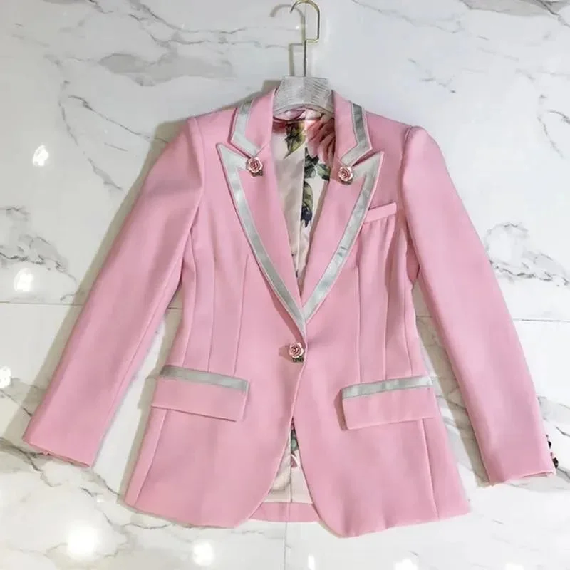 Elegant Pink Blazer Women - Casual - Plain-Solid Women's Advanced Suit