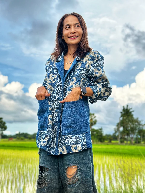 Blue hemp blazer Women's Pencil Blazer