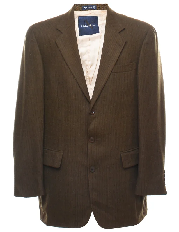 Nautica Olive Green Striped Blazer - L Women's Advanced Suit