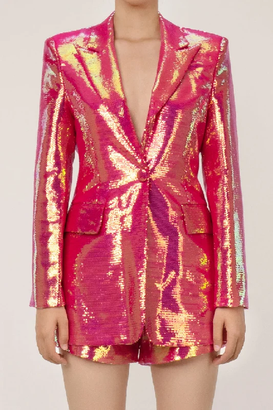 Sparkly Sequin High Waist Shorts Shoulder Pad One Button Party Blazer Set Women's Classic Blazer Sparkly Sequin High Waist Shorts Shoulder Pad One Button Party Blazer Set Women's Classic Blazer
