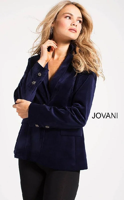 Jovani M51434 Velvet Blazer Linen Women's Suit