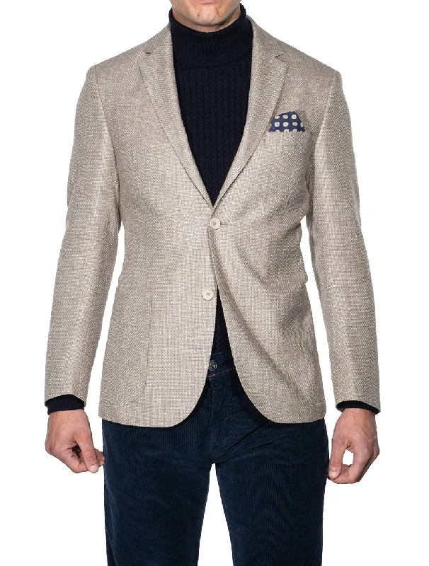 Weave Sports Jacket Beige Welt Pockets Slit Pockets Flap Pockets