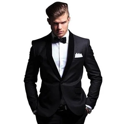 M1, Black Tuxedo blazer with Bow Tie, Size (Size (36 to 44)) Women's Solid Blazer