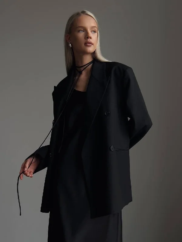 Elegant Black Oversize Jacket Jacket Blazer Coat