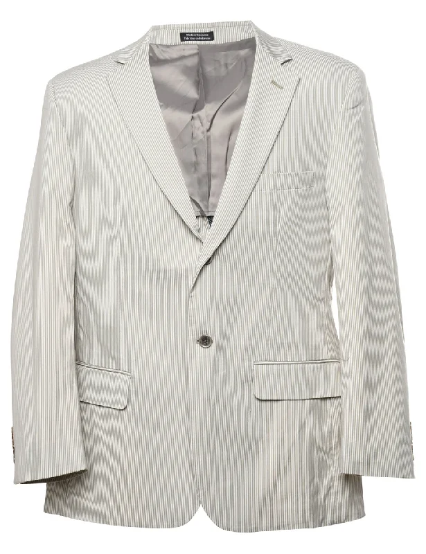 Striped Grey & White Blazer - XL Women's Banquet Suit