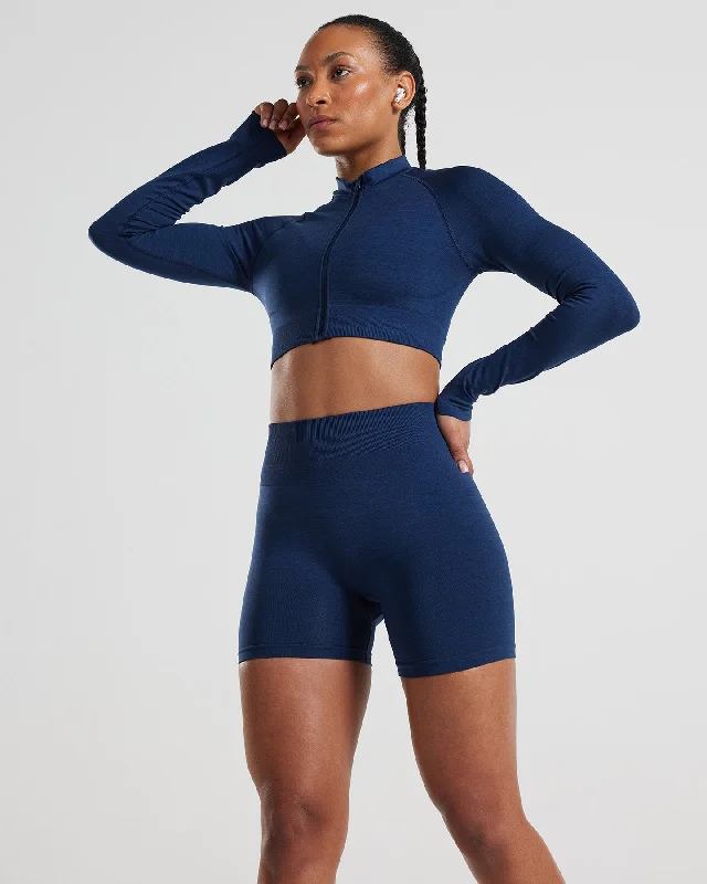 Define Seamless Crop Zip Jacket | Sapphire Blue