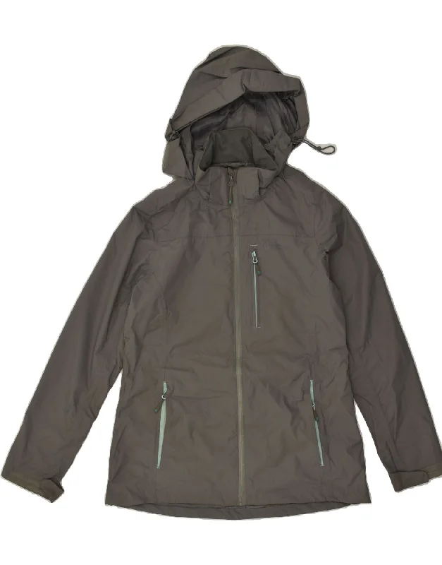 MOUNTAIN WAREHOUSE Womens Hooded Rain Jacket UK 16 Large  Grey Nylon