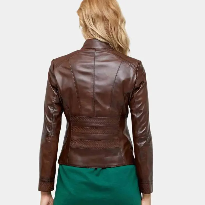 Womens Brown Motorcycle Leather Jacket