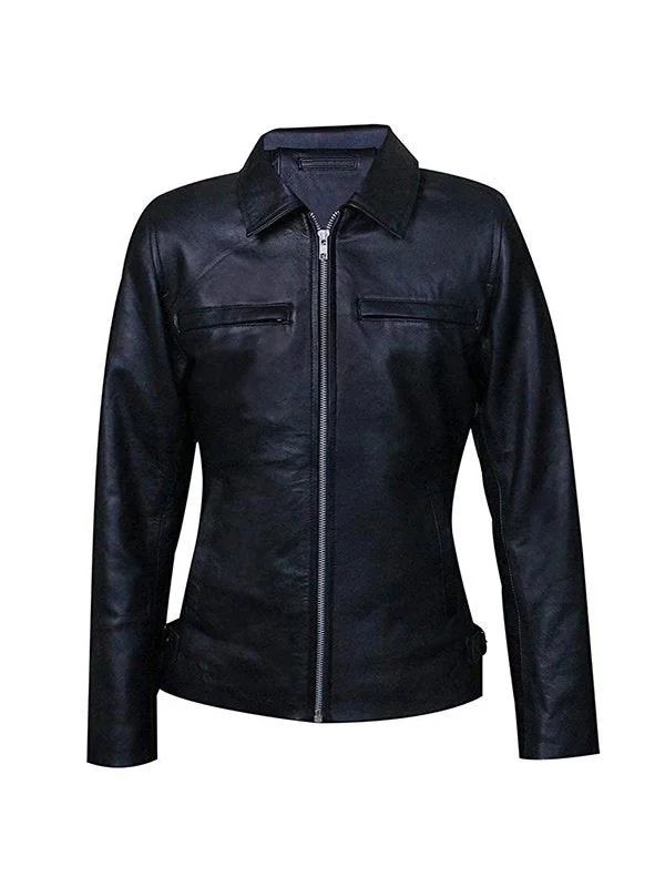 Womens One for The Road Conifer Black Leather Jacket