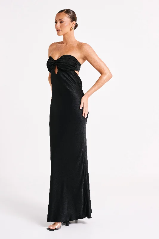 Antonella Strapless Keyhole Maxi Dress - Black