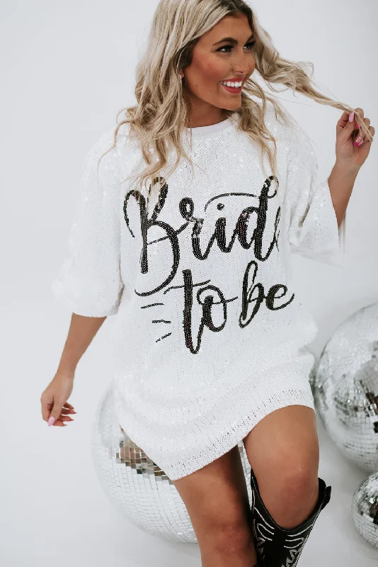 Bride To Be Sequins Dress, White