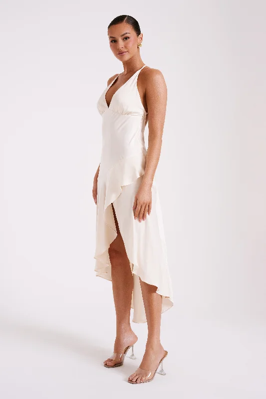 Casey Satin Midi Dress - Ivory