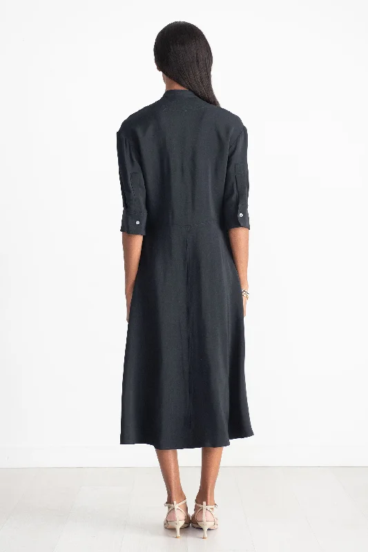 Sabo Half Placket Shirt Dress, Dark Navy