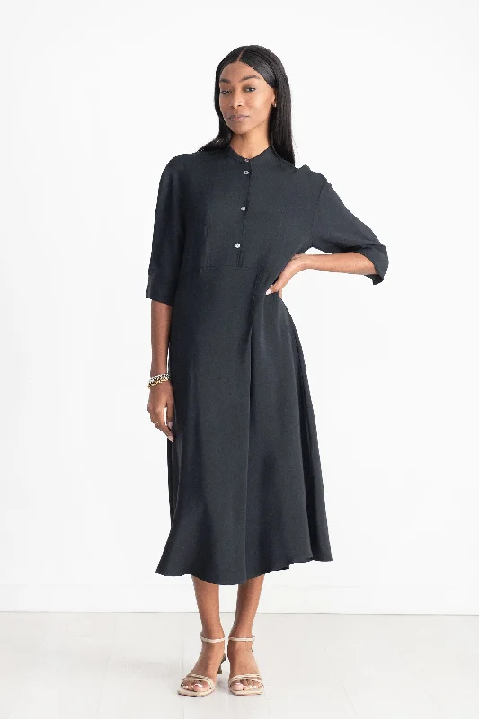 Sabo Half Placket Shirt Dress, Dark Navy