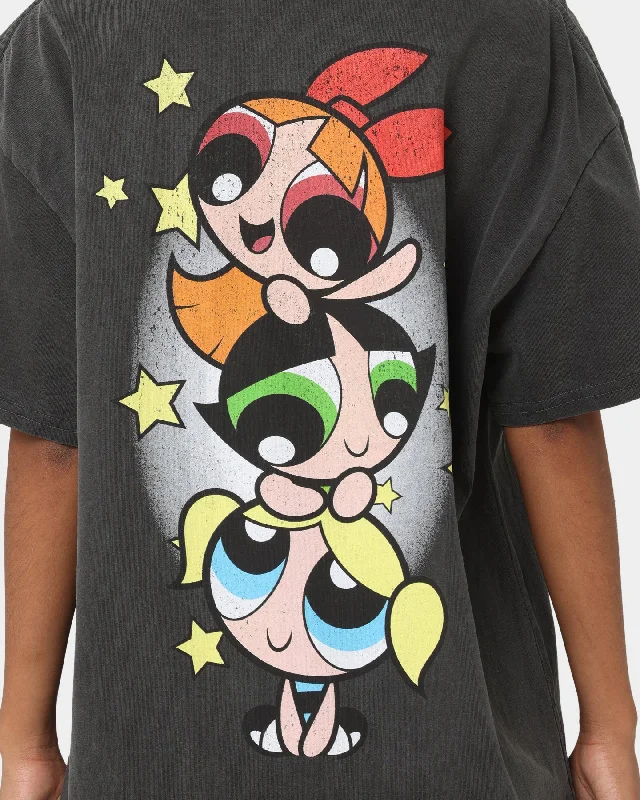 American Thrift X Powerpuff Girls Powerpuff Group Vintage T-Shirt Black Wash