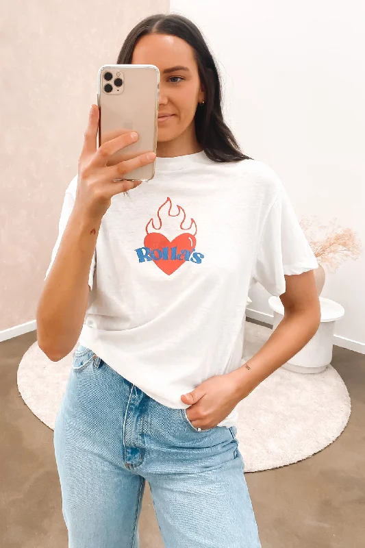 Burning Hearts Tomboy Tee Vintage White