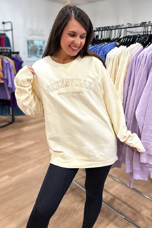 Greenville Embroidered Sweatshirt- Cotanche Cream