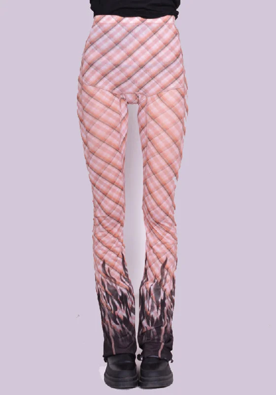 KNWLS SS24-HL0MCHP HALCYON LEGGINGS MOTO CHECK PINK