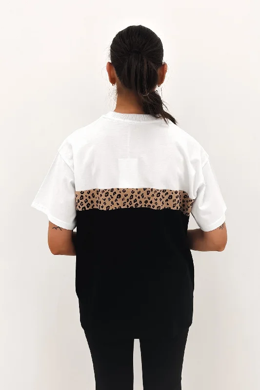 Leopard Panel Up Tee Black