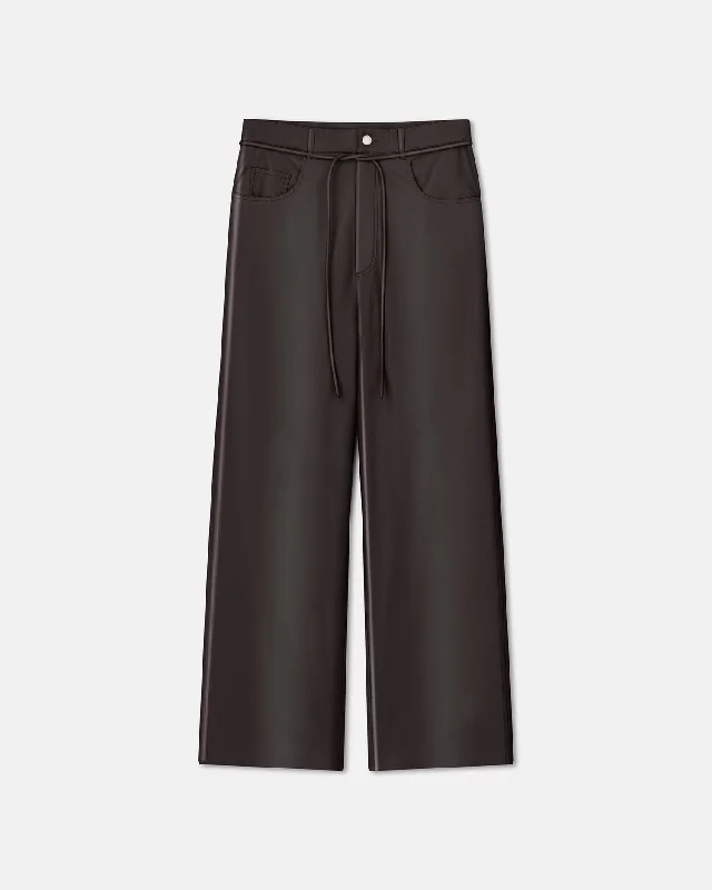 Sato - Belted Alt Vintage Leather Pants - Dark Brown