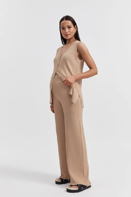 Celeste Wide Leg Pant (Latte)