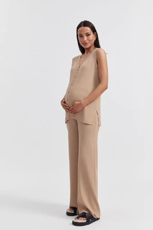 Celeste Wide Leg Pant (Latte)