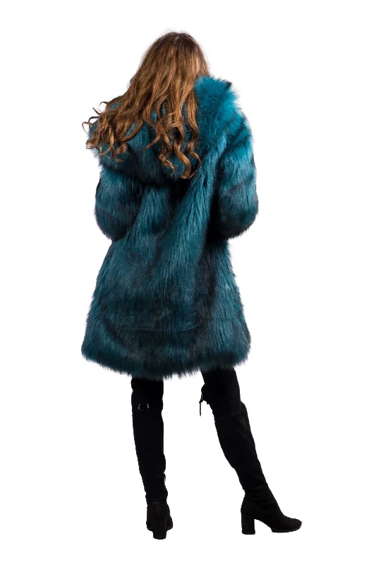 Women's Short Playa Coat in ""Teal Ostrich""