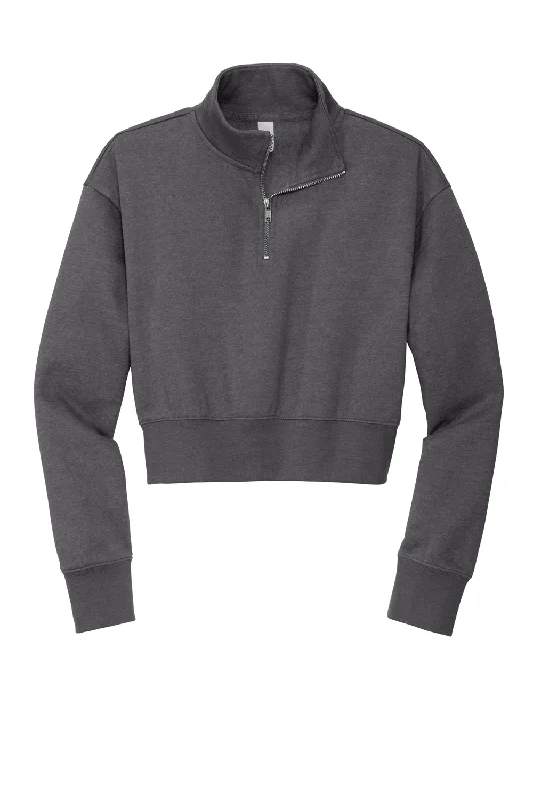 District Womens V.I.T. Fleece 1/4 Zip Sweatshirt - Heather Charcoal Grey