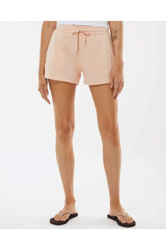 Independent Trading Co. Womens California Wave Wash Fleece Shorts w/ Pockets - Blush Pink - NEW